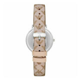 Emporio Armani Gianni T Bar Quartz Silver Dial Beige Leather Strap Watch For Women - AR80007 Authentic Buy Shop Now