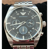 Emporio Armani Franco Black Dial Silver Steel Strap Watch For Men - AR0373 Authentic Buy Shop Now