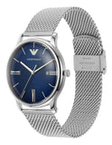 Emporio Armani Minimalist Quartz Blue Dial Silver Steel Strap Watch For Men - AR11571 Authentic Buy Shop Now