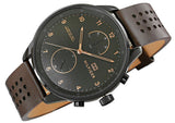 Tommy Hilfiger Chase Quartz Black Dial Brown Leather Strap Watch for Men - 1791577 Authentic Buy Shop Now