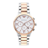 Emporio Armani Giovanni Chronograph Quartz White Dial Two Tone Steel Strap Watch For Men - AR11209 Authentic Buy Shop Now
