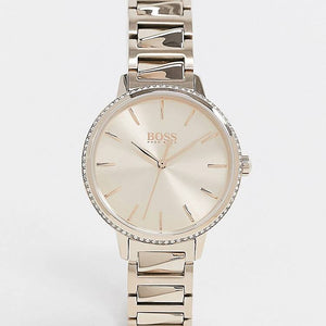 Hugo Boss Signature Gold Dial Gold Stainless Steel Strap Watch for Women - 1502540 Authentic Buy Shop Now
