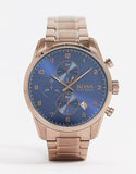Hugo Boss Skymaster Blue Dial Brown Steel Strap Watch for Men - 1513788 Authentic Buy Shop Now