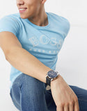 Hugo Boss Skymaster Chronograph Blue Dial Black Leather Strap Watch for Men - 1513783 Authentic Buy Shop Now