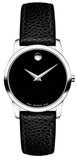 Movado Museum Classic Black Dial Black Leather Strap Watch For Women - 0607015 Authentic Buy Shop Now