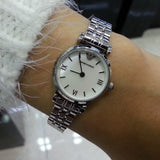 Emporio Armani Gianni T Bar Mother of Pearl Dial Silver Steel Strap Watch For Women - AR1688 Authentic Buy Shop Now