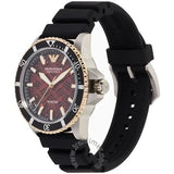 Emporio Armani Meccanico Automatic Red Dial Black Silicon Strap Watch For Men - AR60070 Authentic Buy Shop Now