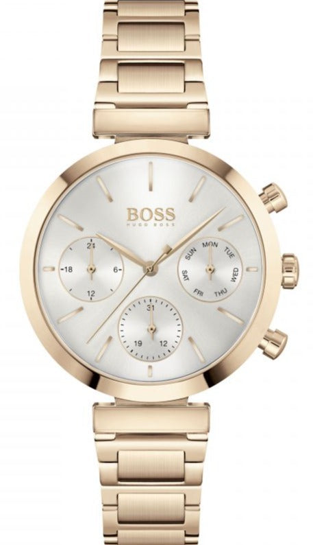 Hugo Boss Flawless Quartz White Dial Gold Steel Strap Watch for Women -1502531 Authentic Buy Shop Now