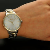 Hugo Boss Signature Silver Dial Two Tone Steel Strap Watch for Women - 1502568 Authentic Buy Shop Now