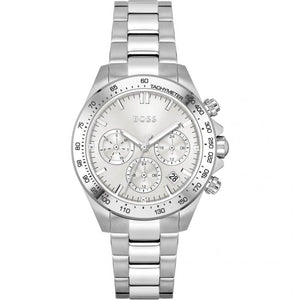 Hugo Boss Novia Chronograph Silver Dial Silver Steel Strap Watch for Women - 1502616 Authentic Buy Shop Now
