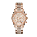 Michael Kors Ritz Chronograph Rose Gold Dial Rose Gold Steel Strap Watch For Women - MK6485 Authentic Buy Shop Now