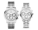 Guess Mini Sunrise Silver Dial Silver Steel Strap Watch For Women - W0448L1 Authentic Buy Shop Now