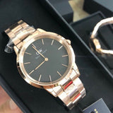 Daniel Wellington Iconic Link Black Dial Rose Gold Steel Strap Watch for Women - DW00100210 Authentic Buy Shop Now