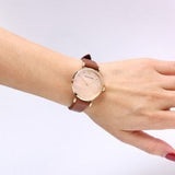Emporio Armani Gianni T Bar Quartz Pink Mother of Pearl Dial Brown Leather Strap Watch For Women - AR1960 Authentic Buy Shop Now