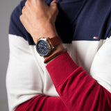 Tommy Hilfiger Decker Blue Dial Brown Leather Strap Watch for Men - 1791561 Authentic Buy Shop Now