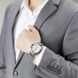 Hugo Boss Aeroliner Chronograph White Dial Silver Steel Strap Watch For Men - 1512445 Authentic Buy Shop Now