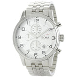 Hugo Boss Aeroliner Chronograph Quartz White Dial Silver Steel Strap Watch For Men - HB1512445 Authentic Buy Shop Now