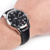 Hugo Boss Aeroliner Chronograph Black Dial Black Leather Strap Watch For Men - 1512448 Authentic Buy Shop Now