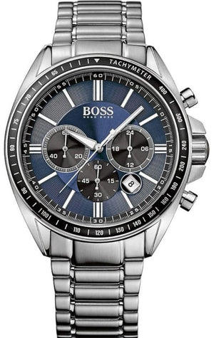 Hugo Boss Chronograph Driver Blue Dial Silver Steel Strap Watch for Men - 1513081 Authentic Buy Shop Now
