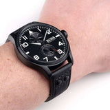 Hugo Boss Aeroliner Black Dial Black Leather Strap Watch For Men - 1513083 Authentic Buy Shop Now