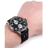 Hugo Boss Aeroliner Chronograph Black Dial Black Leather Strap Watch For Men - 1513086 Authentic Buy Shop Now