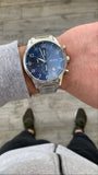 Hugo Boss View Chronograph Blue Dial Silver Steel Strap Watch For Men - 1513989 Authentic Buy Shop Now