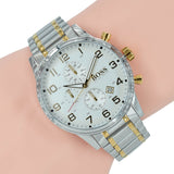 Hugo Boss Areoliner Chronograph White Dial Two Tone Steel Strap Watch for Men - 1513236 Authentic Buy Shop Now