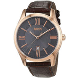 Hugo Boss Ambassador Grey Dial Brown Leather Strap Watch for Men - 1513387 Authentic Buy Shop Now