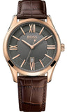 Hugo Boss Ambassador Grey Dial Brown Leather Strap Watch for Men - 1513387 Authentic Buy Shop Now