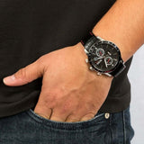Hugo Boss Rafale Chronograph Black Dial Black Leather Strap Watch For Men - 1513390 Authentic Buy Shop Now