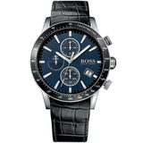 Hugo Boss Rafale Chronograph Blue Dial Black Leather Strap Watch For Men - 1513391 Authentic Buy Shop Now