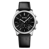 Hugo Boss Time One Chronograph Black Dial Black Leather Strap Watch for Men - 1513430 Authentic Buy Shop Now