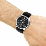 Hugo Boss Time One Chronograph Black Dial Black Leather Strap Watch for Men - 1513430 Authentic Buy Shop Now