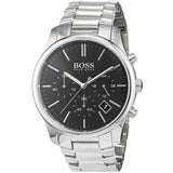 Hugo Boss Commander Black Dial Silver Steel Strap Watch for Men - 1513433 Authentic Buy Shop Now