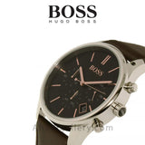 Hugo Boss Time One Black Dial Brown Leather Strap Watch for Men - 1513448 Authentic Buy Shop Now