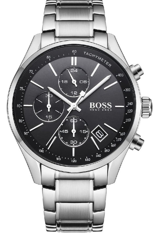 Hugo Boss Grand Prix Black Dial Silver Steel Strap Watch for Men - 1513477 Authentic Buy Shop Now