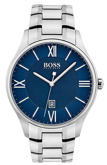Hugo Boss Governer Blue Dial Silver Steel Strap Watch for Men - 1513487 Authentic Buy Shop Now