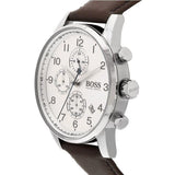 Hugo Boss Navigator White Dial Brown Leather Strap Watch for Men - 1513495 Authentic Buy Shop Now