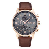 Hugo Boss Navigator Grey Dial Brown Leather Strap Watch for Men - 1513496 Authentic Buy Shop Now