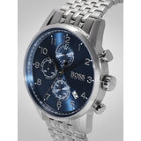 Hugo Boss Navigator Chronograph Blue Dial Silver Steel Strap Watch for Men - 1513498 Authentic Buy Shop Now