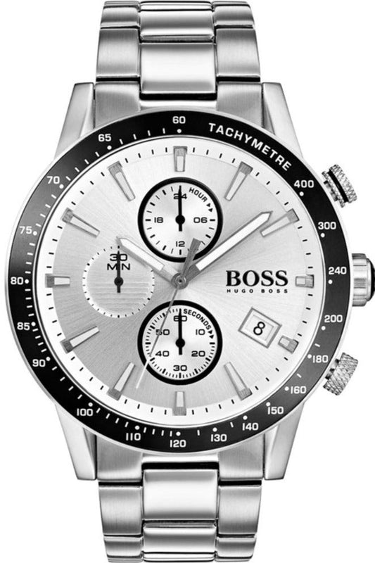 Hugo Boss Rafale Competitive Sport Silver Dial Silver Steel Strap Watch for Men - 1513511 Authentic Buy Shop Now