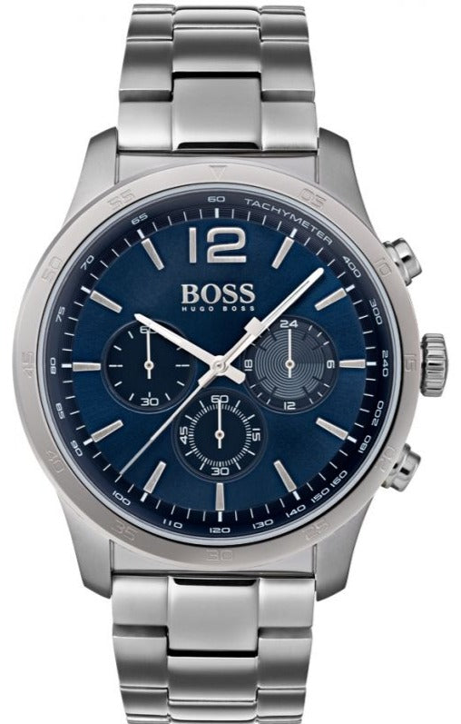 Hugo Boss Professional Chronograph Blue Dial Silver Steel Strap Watch for Men - 1513527 Authentic Buy Shop Now