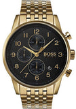 Hugo Boss Navigator Black Dial Gold Steel Strap Watch for Men - 1513531 Authentic Buy Shop Now