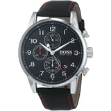 Hugo Boss Navigator Black Dial Black Leather Strap Watch for Men - 1513535 Authentic Buy Shop Now