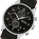 Hugo Boss Navigator Black Dial Black Leather Strap Watch for Men - 1513535 Authentic Buy Shop Now
