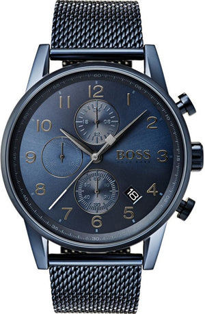 Hugo Boss Navigator Chronograph Blue Dial Blue Mesh Bracelet Watch for Men - 1513538 Authentic Buy Shop Now