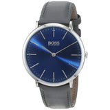 Hugo Boss Horizon Blue Dial Grey Leather Strap Watch for Men - 1513539 Authentic Buy Shop Now
