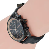 Hugo Boss Grand Prix Chronograph Black Dial Black Leather Strap Watch for Men - 1513550 Authentic Buy Shop Now