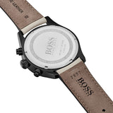 Hugo Boss Grand Prix Chronograph Black Dial Grey Leather Strap Watch for Men - 1513562 Authentic Buy Shop Now
