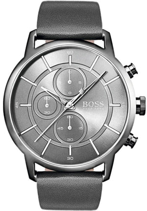 Hugo Boss Architectural Grey Dial Grey Leather Strap Watch for Men - 1513570 Authentic Buy Shop Now